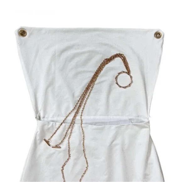 Fashion Nova White Slip Dress with Chain Medium - Picture 3 of 9